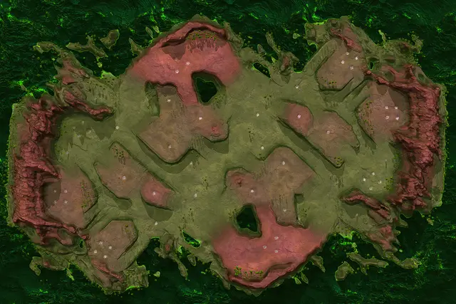 Top-down picture of Gasbag Grabens. Map by AidanNaut, via BAR maps-metadata.